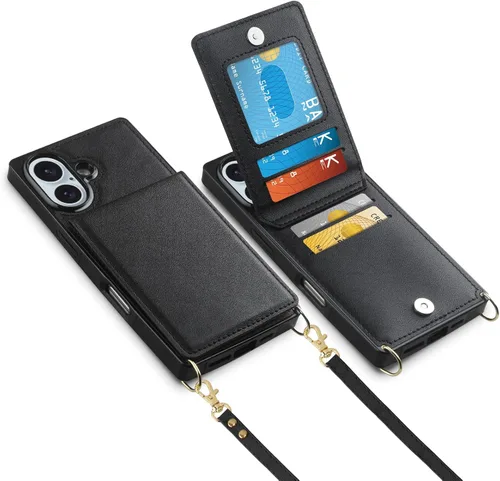 Miniatura 32 de Vofolen Funda para iPhone 11 con tarjetero con bloqueo RFID, correa ajustable, cierre magnético, resistente, a prueba de golpes, funda protectora