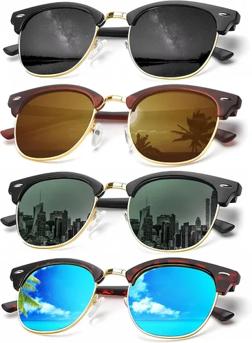 Miniatura 23 de KALIYADI - Gafas de sol polarizadas para hombres y mujeres unisex, marco semirretráctil, estilo retro, para conducir, con bloqueo UV