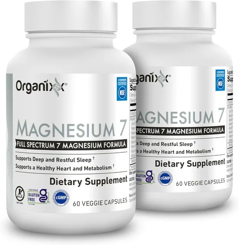 Miniatura 10 de Suplemento de magnesio Organixx, cápsulas naturales de magnesio para apoyo del sueño, recuperación muscular, con vitamina B6 y citrato y glicinato