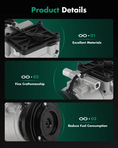 Miniatura 6 de SCITOO Compresor de CA Enfriamiento rápido para Hyundai para Elantra 1.8L para Elantra 2.0L para Tiburon 1.8L para Tiburon 2.0L 1998-2001 9770127000