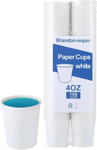 Brandon-super [100 unidades - 4 onzas] Tazas pequeñas de papel, tazas de enjuague bucal, tazas de baño, tazas mini, tazas pequeñas desechables