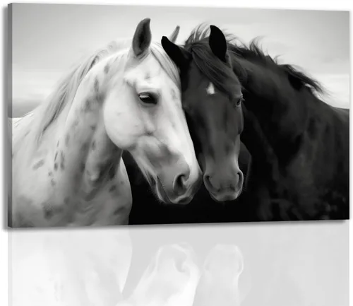 Miniatura 14 de Lienzo de caballo para pared, diseño de animales en blanco y negro, pintura de caballos para pareja, arte enmarcado para sala de estar, dormitorio