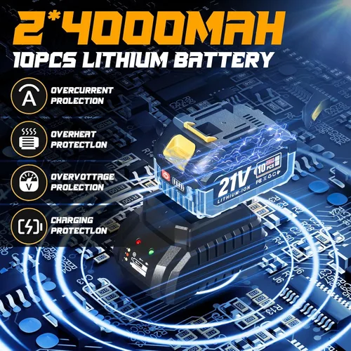 Miniatura 4 de Pulidor de búfer inalámbrico para detalles de automóviles, pulidor de automóvil de 7230 RPM, batería de iones de litio de 21 V 4.0 Ah, pulidora