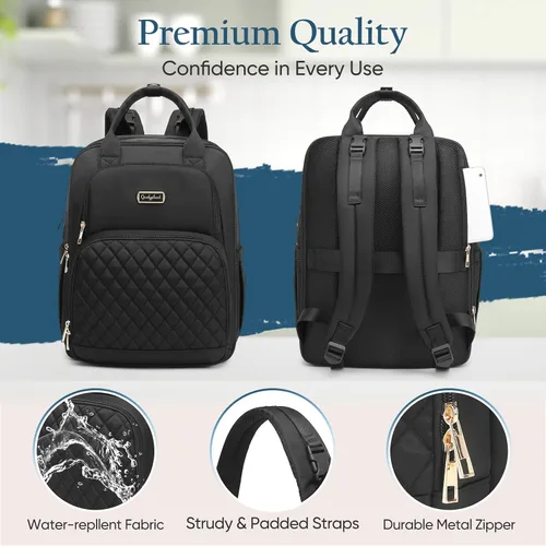 Miniatura 8 de Mochila para pañales Qualyphant - Bolsa de pañales extra grande para 2 niños gemelos (expandible 30-38L) - Mochila de viaje para bebé con cambiador