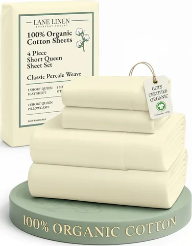 Miniatura 46 de LANE LINEN Sábanas 100% algodón orgánico para cama tamaño King, sábanas de percal suave, transpirables, de lujo, estilo hotelero, lavables a 09