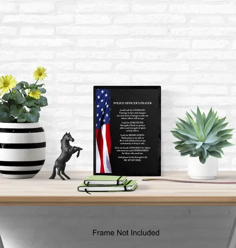 Miniatura 4 de Bandera patriótica de oración de oficial de policía – Cuadro decorativo de pared para el hogar, estación, oficina, decoración de sala de estar