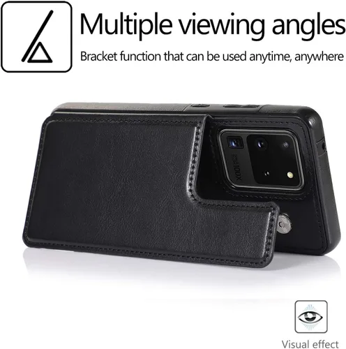 Miniatura 5 de ZYZX Funda tipo cartera para Samsung Galaxy S20 Ultra (no S20), funda con tapa de piel sintética con tarjetero a prueba de golpes funda protectora