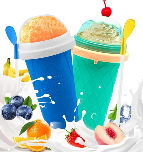 Miniatura 10 de FANS-ONE Taza de Granizado, Juego de 3 Tazas Mágicas Congeladas de Granizado, Taza Reutilizable para Hacer Granizado de Jugo, Helado, Leche, Yogur