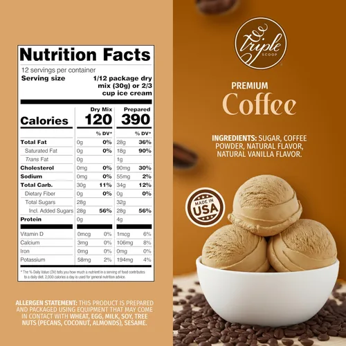 Miniatura 2 de Triple Scoop - Mezcla de helado prémium para hacer helados. Simple, fácil, delicioso. De mezcla gourmet a máquina en 5 minutos, hace 2 cuartos