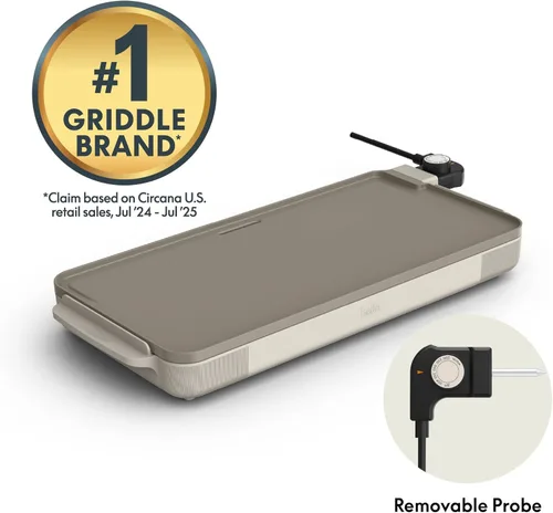 Miniatura 2 de bella Plancha eléctrica de 12" x 22" con revestimiento antiadherente de cerámica EverGood™, sonda de temperatura extraíble, bandeja de goteo apta