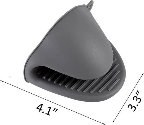 Miniatura 6 de 2 pares de guantes de horno de silicona resistentes al calor, ideales para sujetar elementos de cocina (negro y gris)