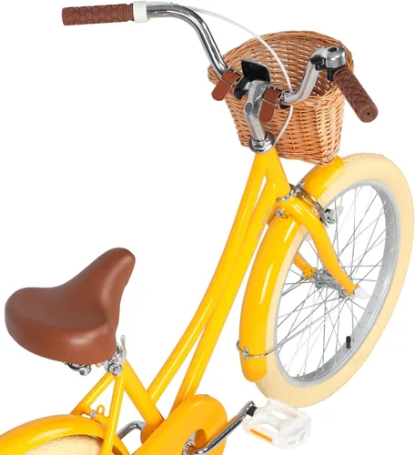 Miniatura 8 de Glerc Little Molly - Bicicleta de crucero retro para niños de 2 a 13 años de edad con cesta de mimbre y ruedas de entrenamiento/soporte, varios