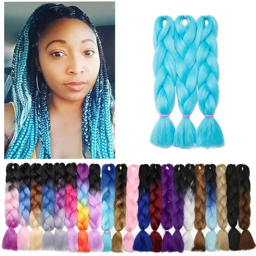 Miniatura 112 de Benehair Extensiones de cabello trenzado ombré de 24 pulgadas, 1 paquete de extensiones de cabello trenzado jumbo de alta temperatura, cabello