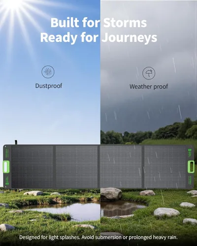 Miniatura 5 de EBL Panel solar portátil de 200W para estación de energía, panel solar plegable impermeable IP65 con conector de salida MC-4 Anderson para RV, Verde