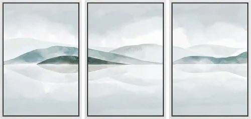 Miniatura 103 de NWT Juego de Arte de Pared de Lienzo Enmarcado Bosque Blanco y Negro Reflejo de Lago Paisaje Naturaleza Vida Silvestre Arte de Fotografía Rústico