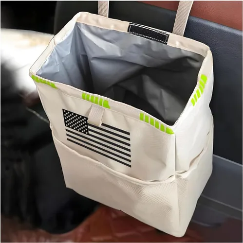 Miniatura 8 de Fekey&JF Bote de basura colgante para coche con bolsillos de almacenamiento, bolsa de basura impermeable y a prueba de fugas Oxford para automóvil
