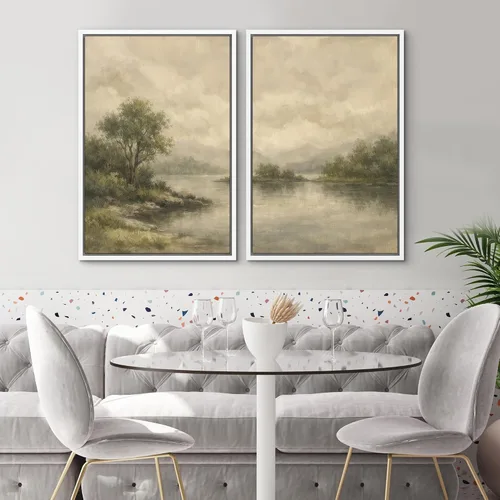 Miniatura 114 de SIGNWIN Lienzo enmarcado para pared, juego de arte sereno de paisaje de pantanos, ilustración rústica, arte moderno, minimalismo, decorativo