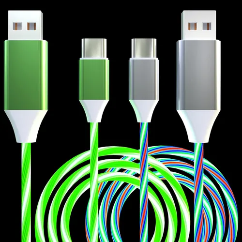 Miniatura 14 de Paquete de 2 cables de carga LED USB C, cable de carga tipo C, cargador USB C rápido compatible con Samsung Galaxy S21 S20 S10 S9 S8 Note 20, LG V30