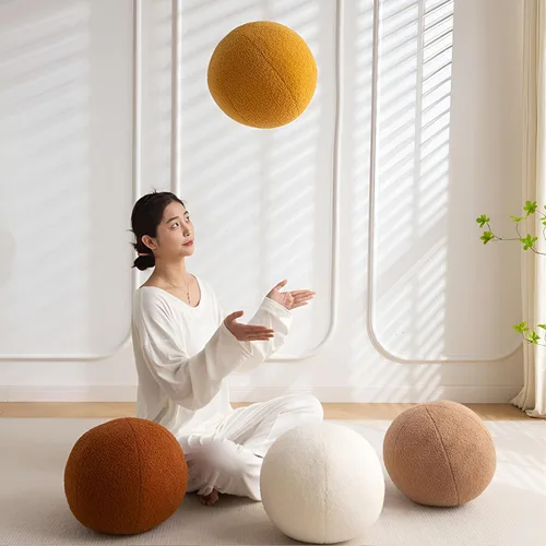 Miniatura 5 de Almohada de Bola de 11.8 Pulgadas, Almohadas Redondas Nórdicas de Lanzar Bouclé, Almohada de Bola con Forma de Esfera, Almohada Decorativa Redonda
