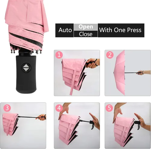 Miniatura 5 de Paraguas de lluvia plegable con apertura automática, para viajes, impermeable, para mujer, sombrilla automática.