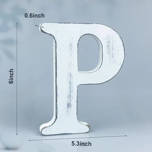 Miniatura 2 de Letras de madera rústica blanca de 6 pulgadas, letras de madera sin terminar para decoración de pared, letras de pie retro blancas blancas