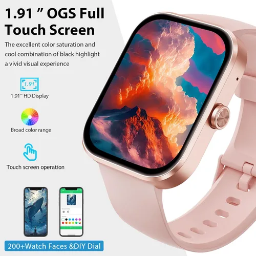 Miniatura 2 de Reloj inteligente de 4,85 cm (1,91") HD para hombres y mujeres, rastreador de fitness Bluetooth con función de llamada, más de 112 deportes