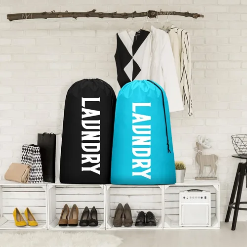 Miniatura 6 de Paquete de 2 bolsas de lavandería de viaje XL, organizador de ropa sucia lavable a máquina, lo suficientemente grande como para contener 4 cargas