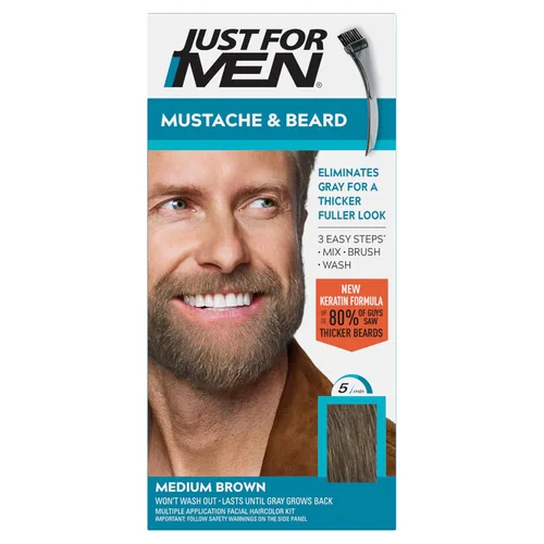 Miniatura 12 de JUST FOR MEN Gel de color para bigote y barba M-45, marrón oscuro 1 cada uno (paquete de 2)