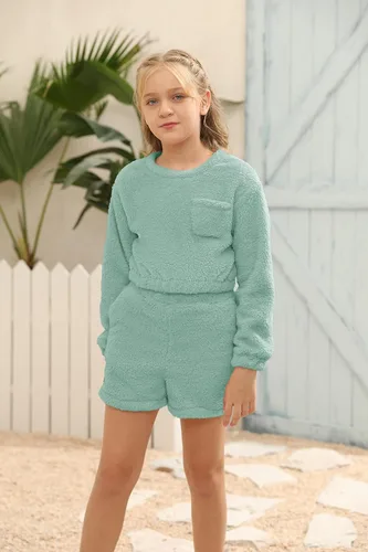 Miniatura 2 de Mafulus Conjunto de pantalones de dos piezas para niñas, cómodos, ligeros, de manga larga, con bolsillos