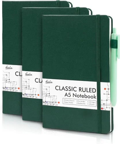 Miniatura 14 de feela Paquete de 3 Cuadernos Diarios a Granel, Cuaderno de Tapa Dura Clásico con Rayas Rayado Diarios con Soporte para Bolígrafo para Mujeres Niñas