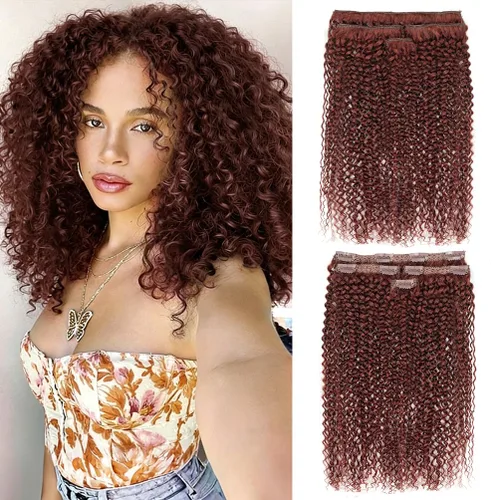 Miniatura 13 de 4 piezas de extensiones de cabello rizado afro con clip, 12 pulgadas 60g negro natural, encaje invisible sin costuras y espesor, 4B 4C clip