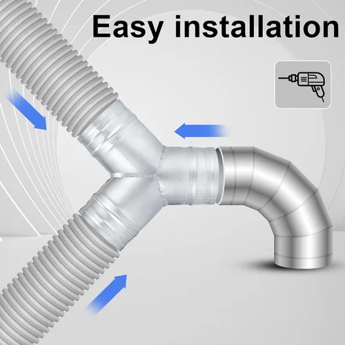 Miniatura 5 de Therwen Divisor de conducto de 4 pulgadas y 3 vías para ventilador de escape en forma de Y, conector de manguera de conducto de metal en forma de Y