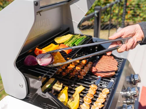 Miniatura 5 de Monument Grills Mesa400MF Mesa400MF - Parrilla de gas propano líquido de 4 quemadores, parrilla de acero inoxidable plateado para patio al aire
