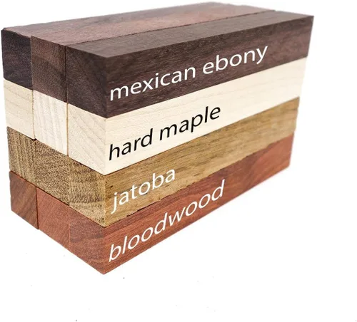 Miniatura 2 de Paquete de 12 suministros de torneado de pluma de madera exótica, manualidades de pluma de bricolaje: madera de sangre, ébano mexicano, jatoba, arce