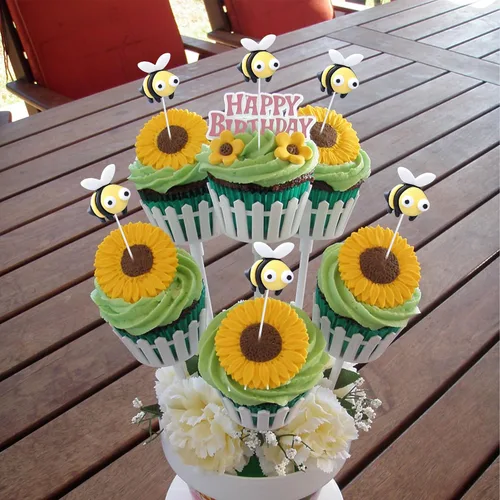 Miniatura 7 de Gyufise 24 adornos para cupcakes de abejorros de abejorro, pequeñas figuritas de abeja, selecciones de cupcakes Oh Babee, decoraciones para pasteles