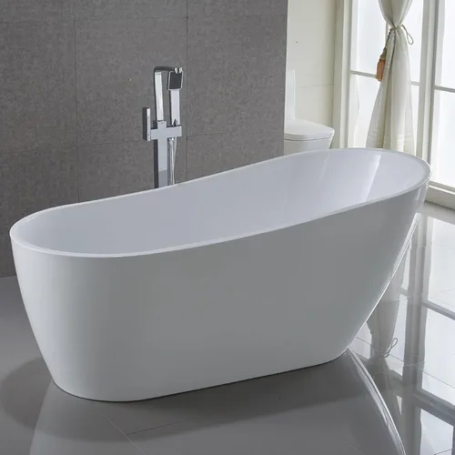 Miniatura 2 de ANZZI Bañera ovalada independiente, 67 pulgadas, moderno acrílico blanco brillante + fibra de vidrio, bañera de hidromasaje independiente, Blanco