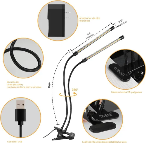 Miniatura 6 de bseah Luces de cultivo para plantas de interior, lámpara de cultivo de plantas de espectro completo, 10 niveles regulables, encendido y apagado