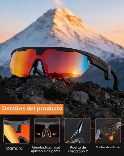 Miniatura 4 de Mingtawn Gafas inteligentes con cámara 4K HD antivibración y altavoces estéreo 3D Gafas de sol deportivas polarizadas UV400 Gafas de sol AI