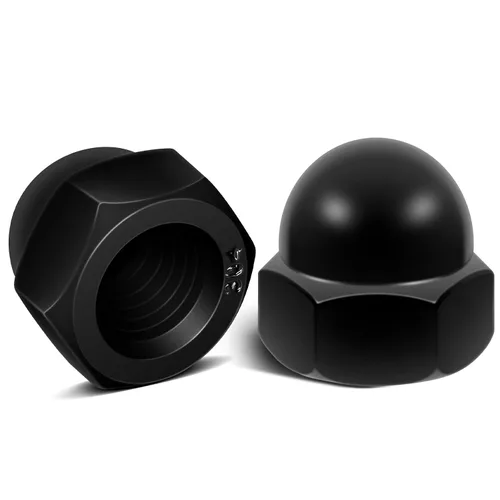 1/2-13 tuercas de casquillo de bellota, acabado negro, 10 unidades | Acero inoxidable 304 18-8
