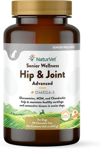 NaturVet Senior Wellness Hip & Joint Advanced Plus Omegas | Ayuda a apoyar la salud de la cadera y la función articular de tu mascota | Apoya las