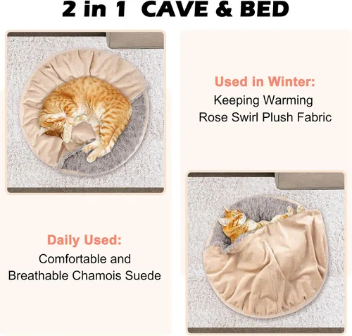 Miniatura 7 de GASUR Cozy Cuddler - Cama pequeña para perros y gatos con forma de dona redonda que alivia el instinto animal de cavar, con manta para mascotas