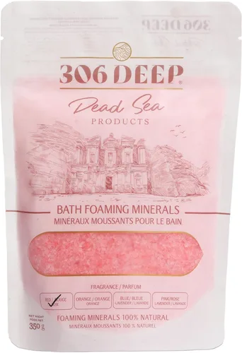 306 sales de baño profundas del mar muerto mineral espumoso – Mineral grueso del mar muerto rojo para remojar con aceites esenciales de rosa,