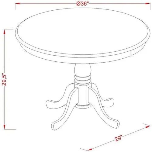 Miniatura 12 de East West Furniture ANAB3-AWA-05 - Juego de mesa de comedor moderno de 3 piezas, incluye una mesa de cocina redonda con pedestal y 2 sillas