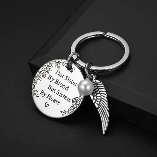 Miniatura 3 de Llavero de amistad con texto en inglés Not Sisters by Blood but Sisters, para mujeres, adolescentes, niñas, regalos para mejores amigas, cumpleaños