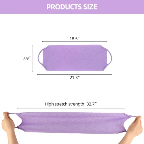 Miniatura 2 de 2 piezas exfoliante de espalda con asas, toalla para ducha, exfoliante de espalda de nailon, para hombres y mujeres (morado)