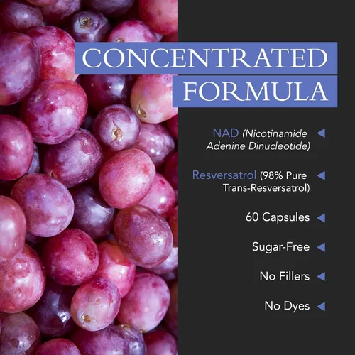 Miniatura 7 de Resveratrol NAD + Suplemento – Suplementos de refuerzo de la longevidad pura para hombres y mujeres – Puede apoyar el envejecimiento saludable