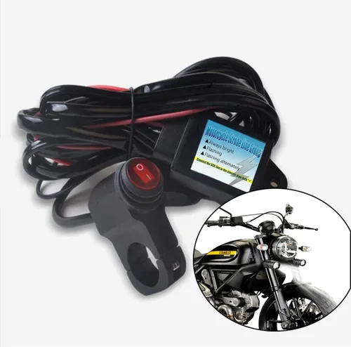 Miniatura 2 de Kit de arnés de cableado de interruptor Somaer para luz LED de motocicleta, con 3 modelos: siempre encendido/estroboscópico/parpadeo izquierdo