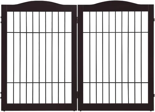 Miniatura 29 de unipaws Puerta para mascotas de pie libre de 24 pulgadas de alto para perros y gatos, puertas de madera para puerta, escaleras, valla plegable