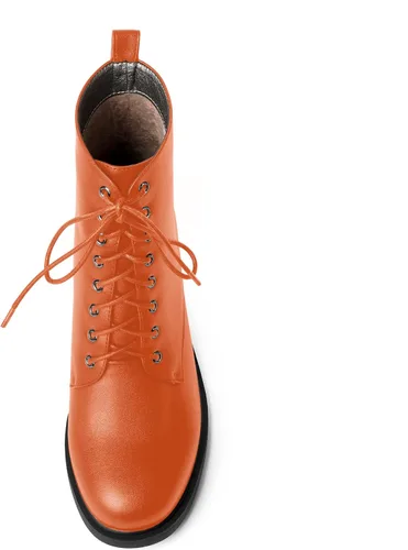 Miniatura 17 de ROSERWISH Botas altas de tacón bajo y grueso para mujer, con cordones, cómodas, modernas, con puntera redonda, de 2.5 pulgadas
