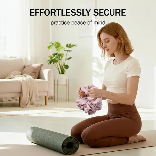 Miniatura 2 de Slim Panda Tapete de yoga Scrunchie, asegura tu tapete con estilo y linda, correa de transporte de tela de terciopelo elástica duradera que se